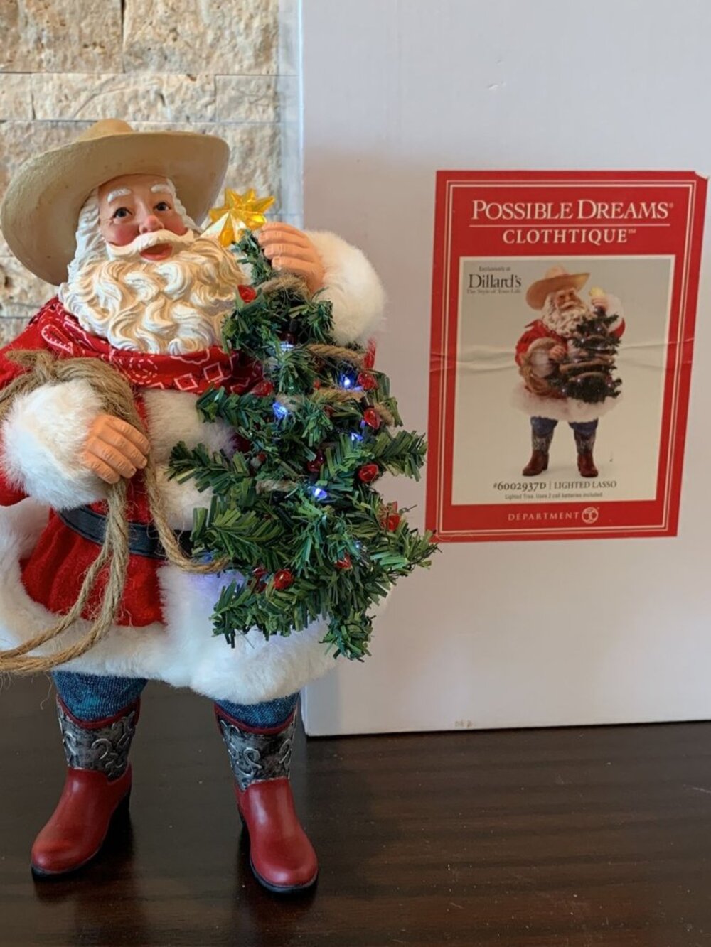 Possible Dreams Lighted Lasso Santa